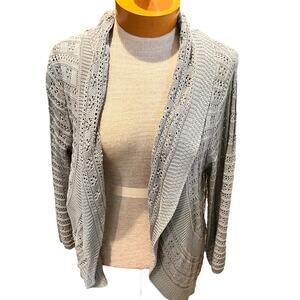 Vintage Size Small Womens Cardigan Sweater Joseph A. Open Knit Gray NWT